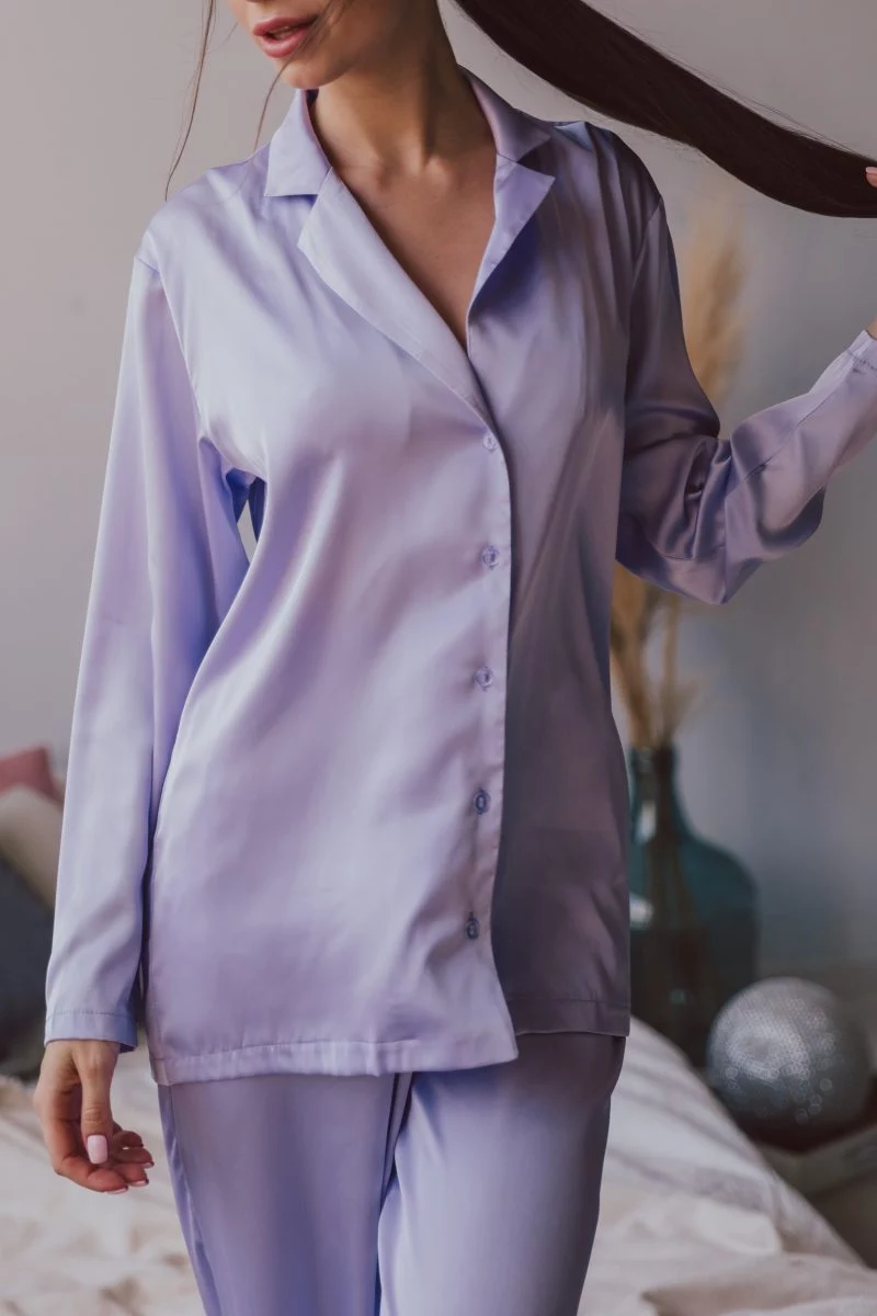 Изображение товара: Рубашка из шёлка армани в лиловом цвете