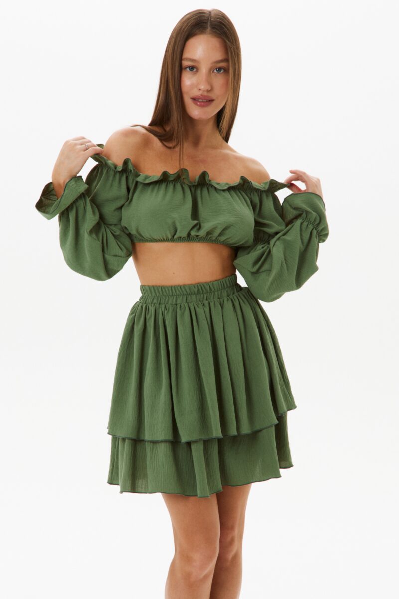 Изображение товара Set with skirt «Romantic» в цвете хаки