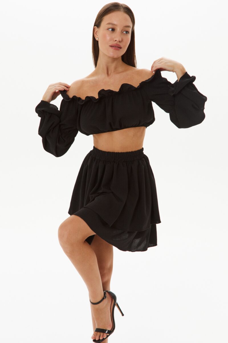 Изображение товара Set with skirt «Romantic» в черном цвете