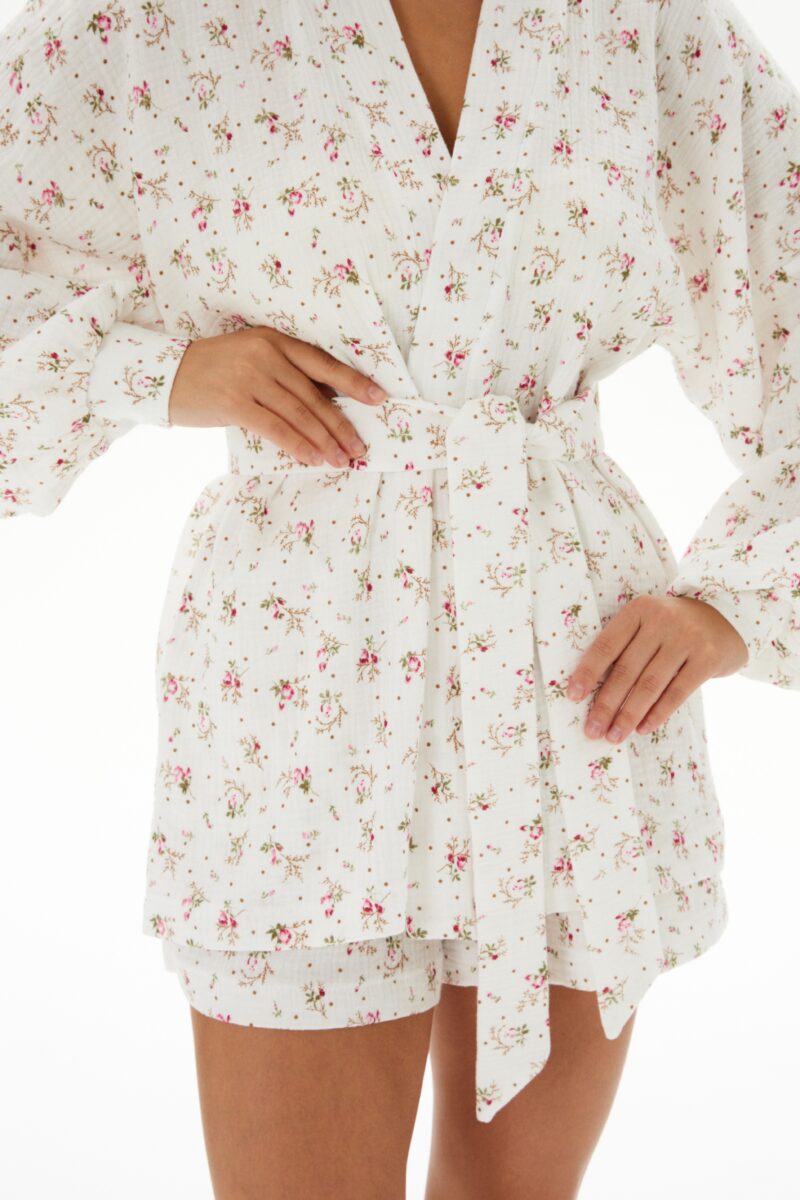 Duo set «Cotton»: летний костюм с принтом розовые цветы