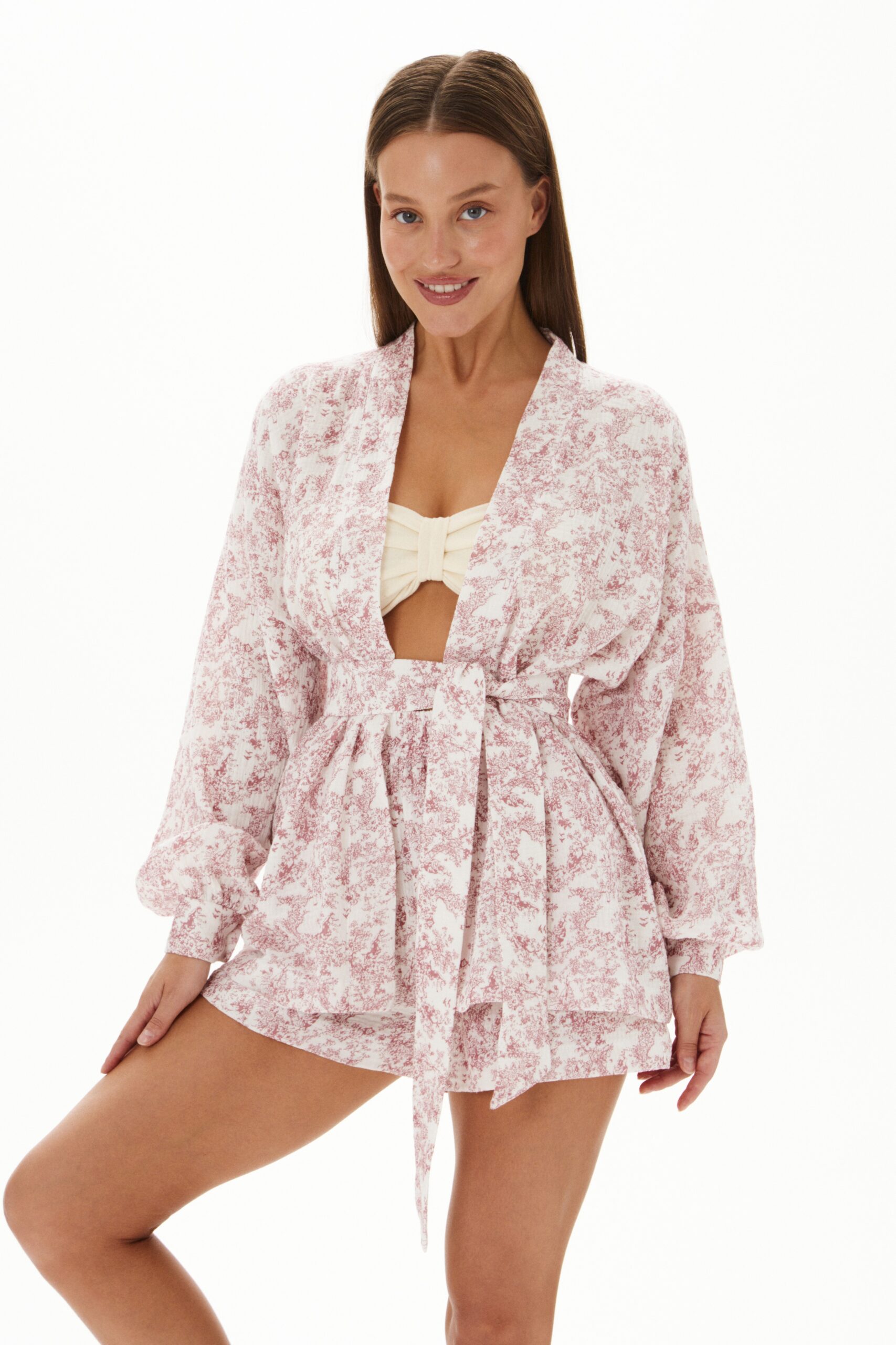 Duo set «Cotton»: летний костюм с принтом розовый сад