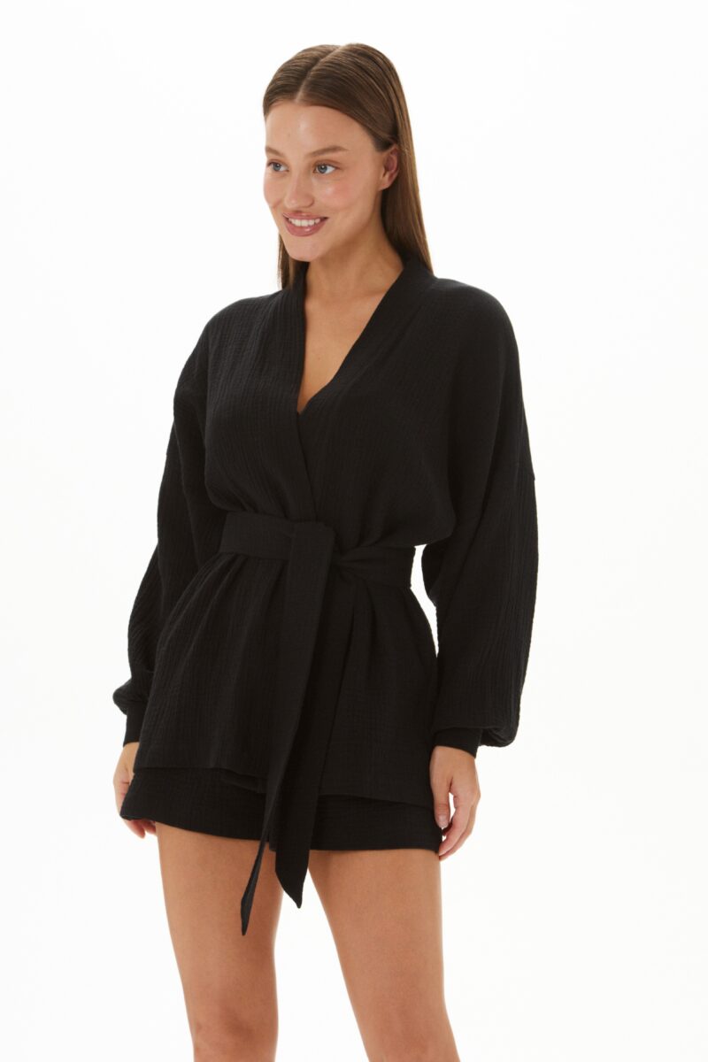 Duo set «Cotton»: летний костюм в черном цвете