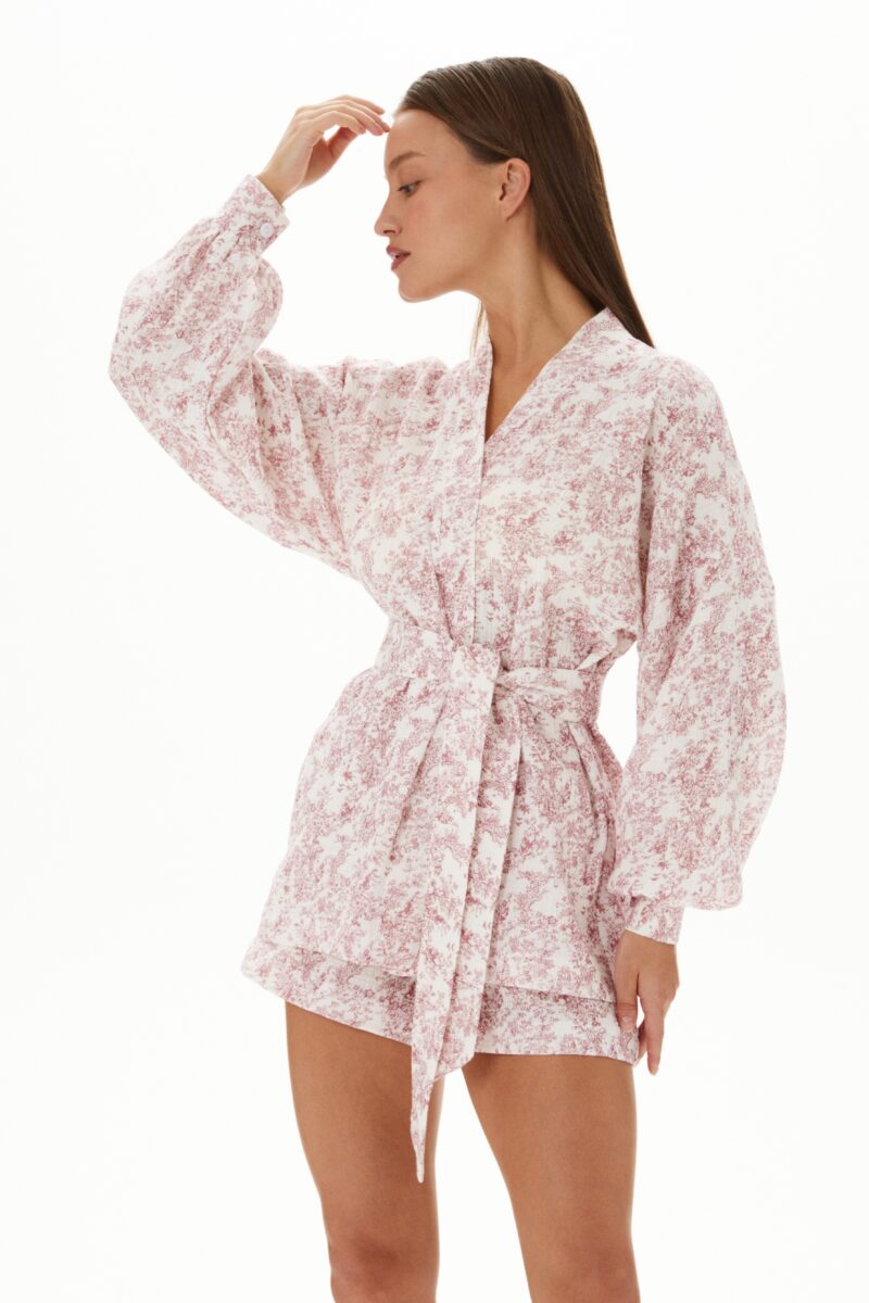 Duo set «Cotton»: летний костюм с принтом розовый сад