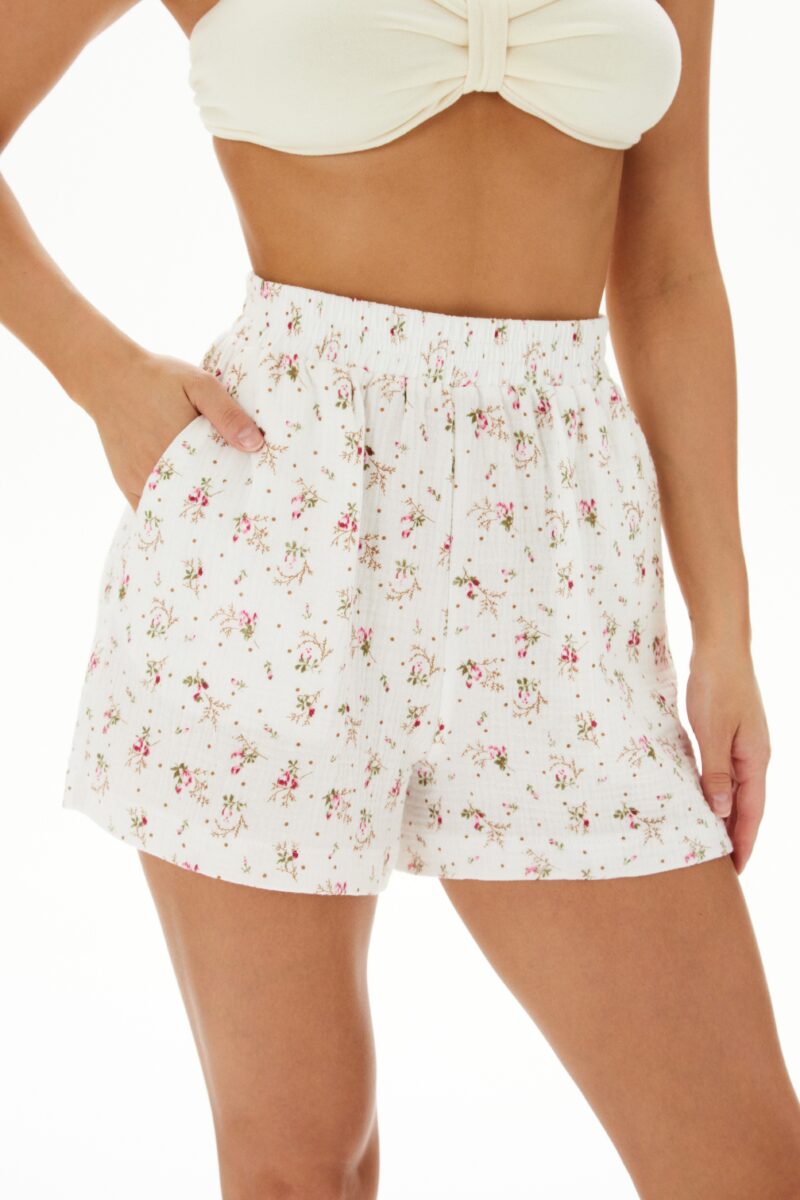 Duo set «Cotton»: летний костюм с принтом розовые цветы