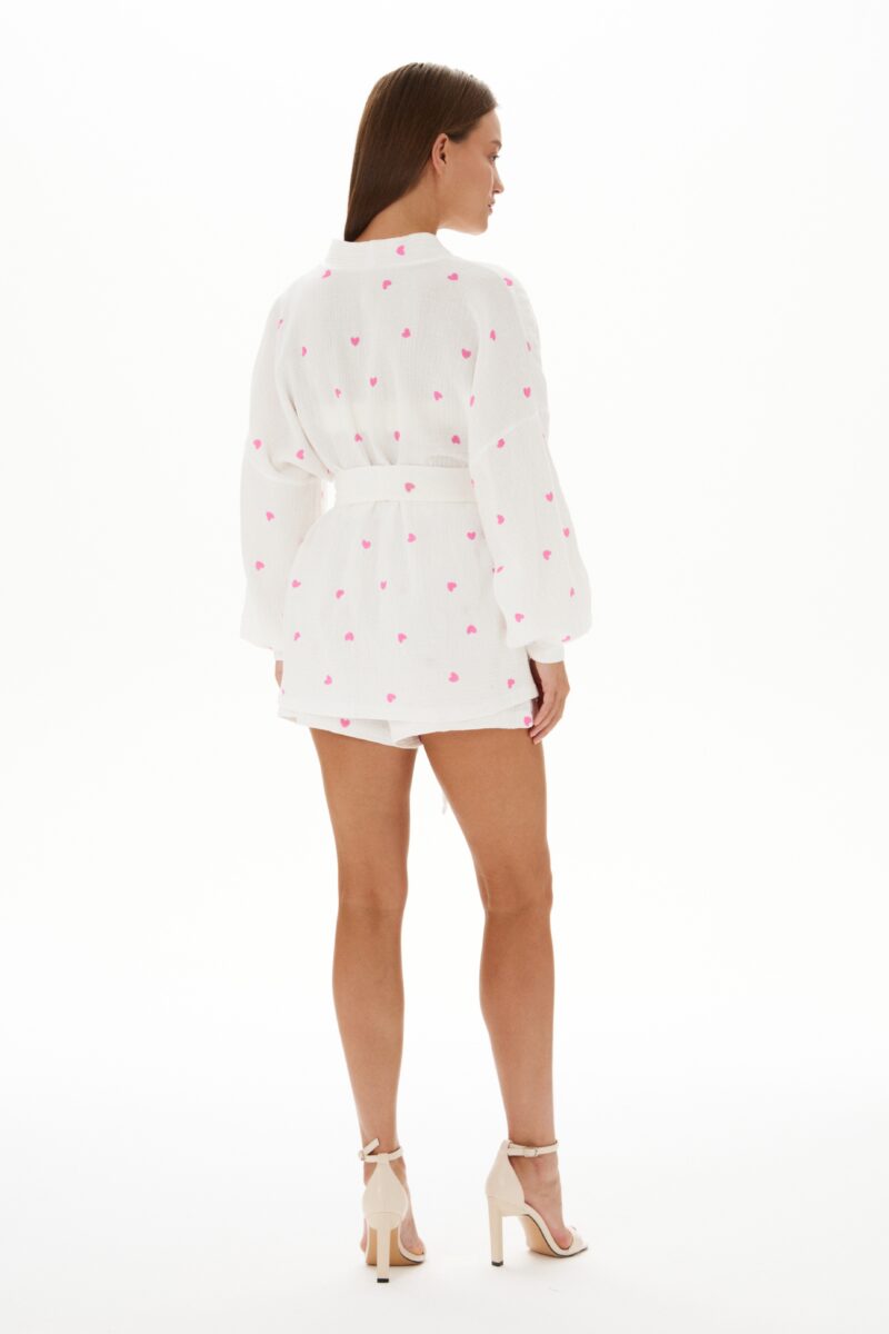 Duo set «Cotton»: летний костюм с принтом розовые сердца