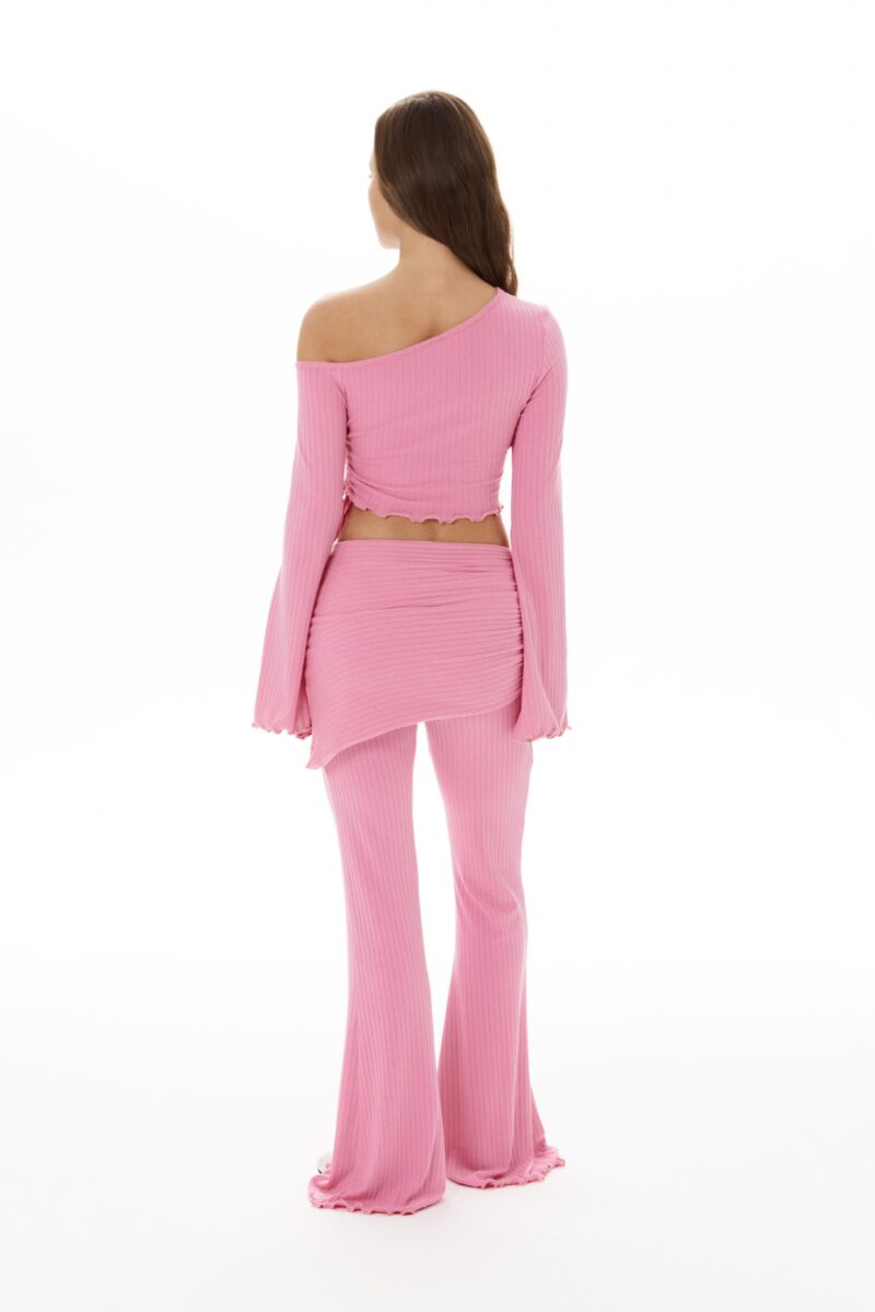 Костюм «Peach set» (кофта и брюки с поясом) в розовом цвете