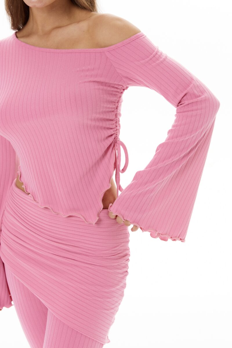 Костюм «Peach set» (кофта и брюки с поясом) в розовом цвете