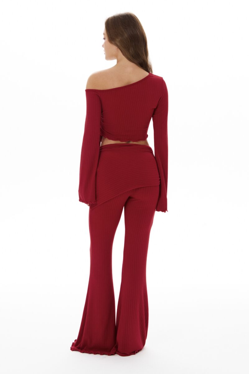 Костюм «Peach set» (кофта и брюки с поясом) в цвете бордо