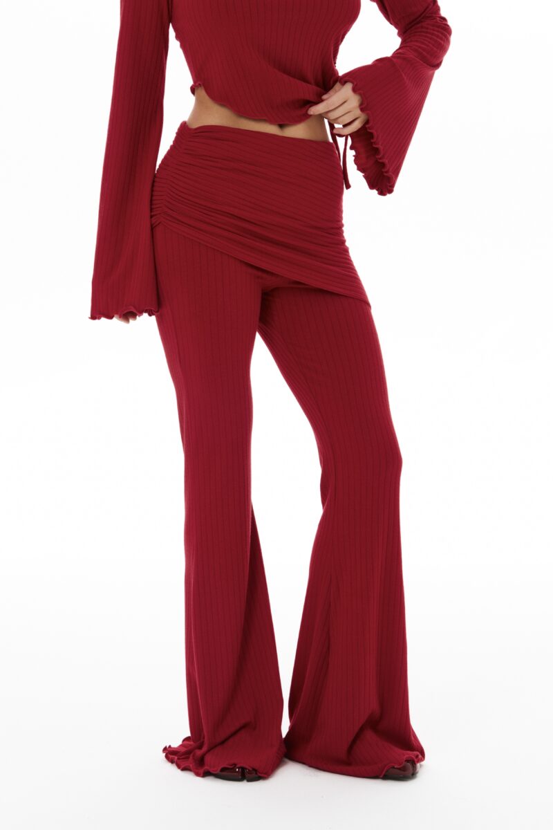 Костюм «Peach set» (кофта и брюки с поясом) в цвете бордо