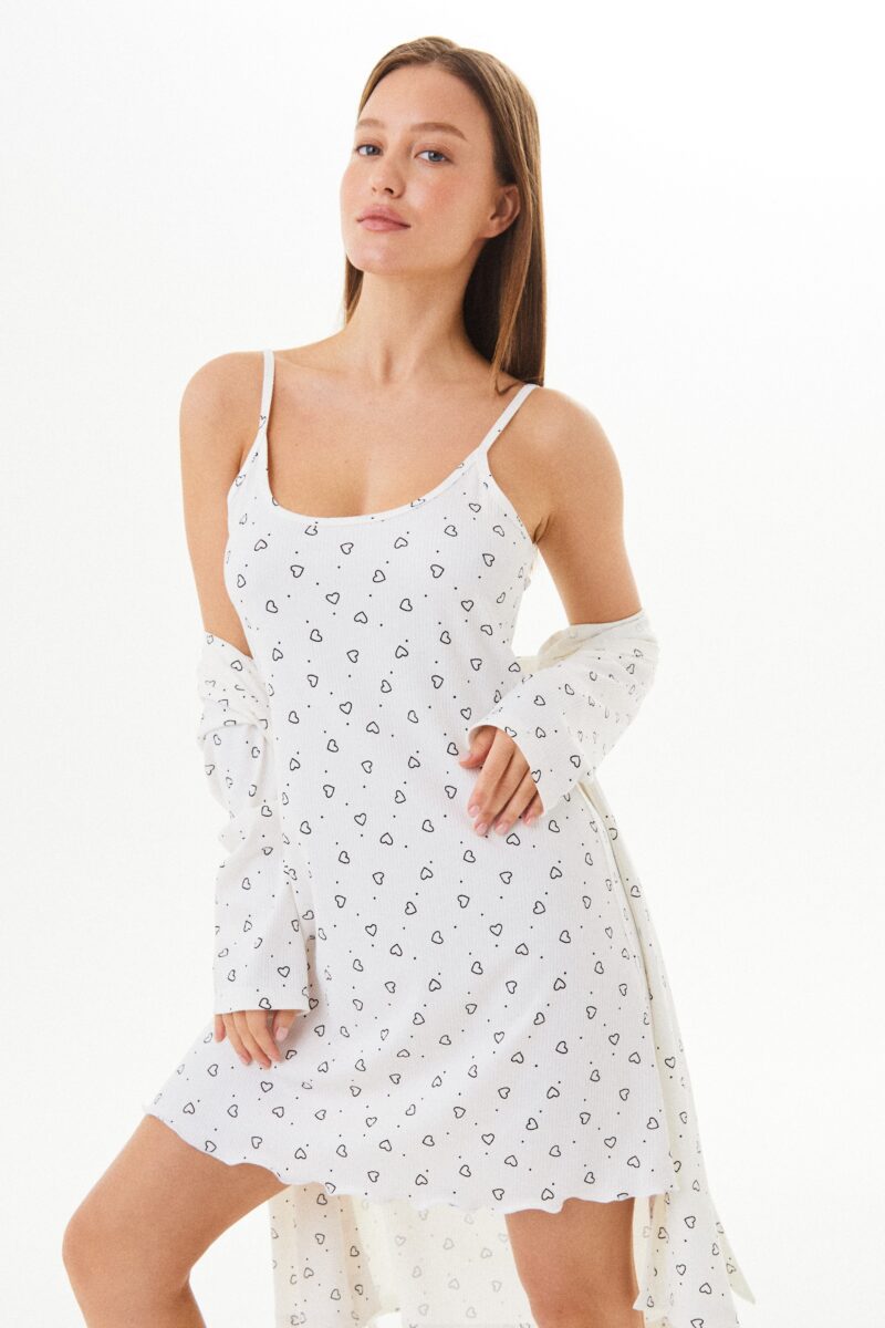 Изображение товара: Сорочка из лапши с принтом «Сердечки»